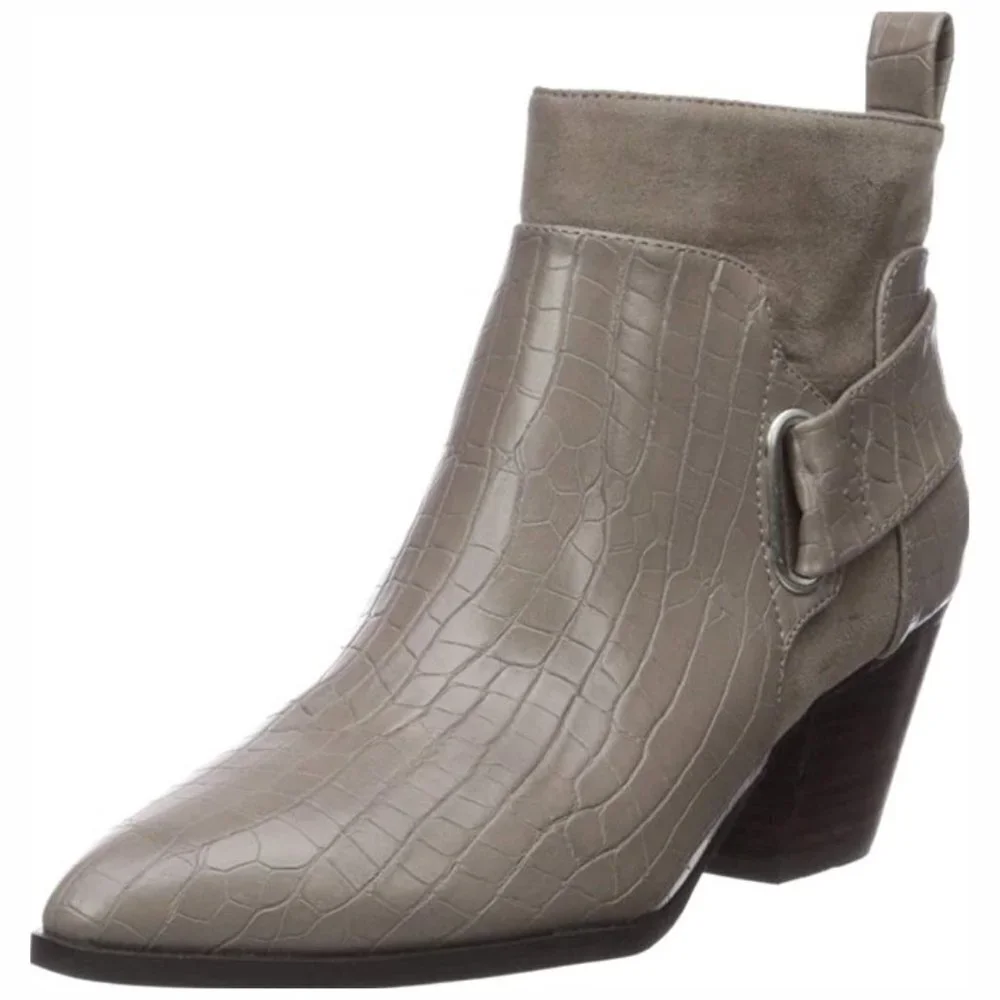 Bella Vita Women's Elektra II Western Inspired Bootie Stone Crocodile- 8